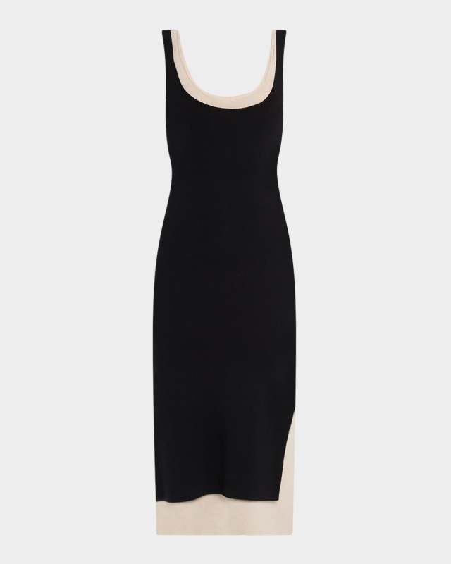 Layered Scoop-Neck Midi Tank Dress
